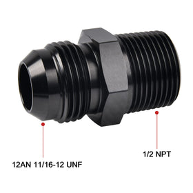 EVIL ENERGY adapter thread detail highlighting 1/2" NPT taper, reliable sealing with tape