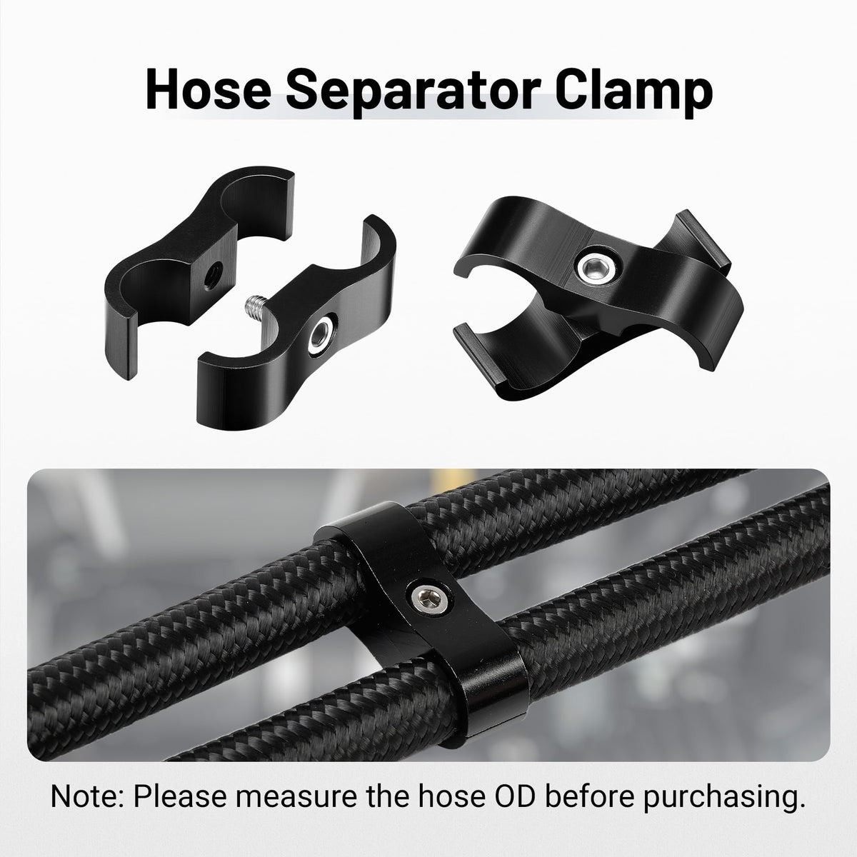 EVIL ENERGY clamp holding a 6AN braided hose preventing chafe and movement