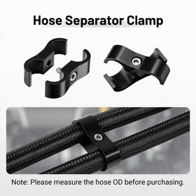 EVIL ENERGY clamp holding a 6AN braided hose preventing chafe and movement