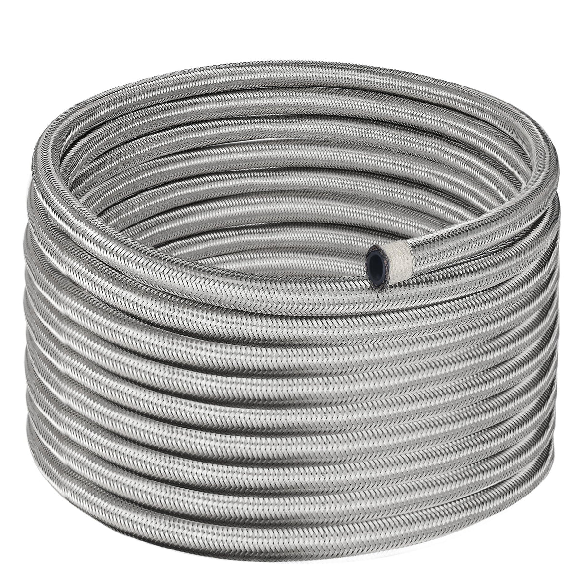 EVIL ENERGY coiled AN6 20ft hose showing full length and ready-to-cut benefit