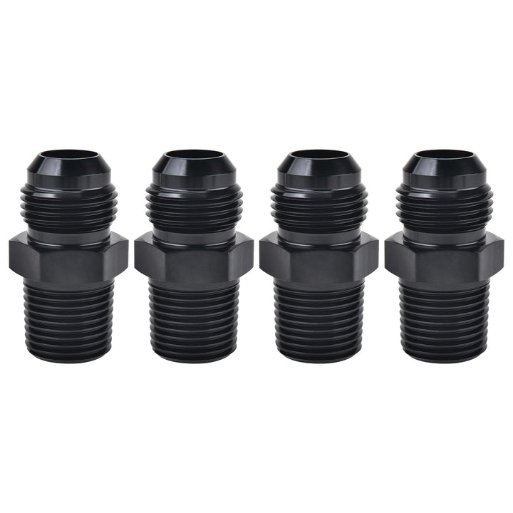 EVIL ENERGY front view of AN8 to 3/8" NPT adapter showing black anodized finish benefit
