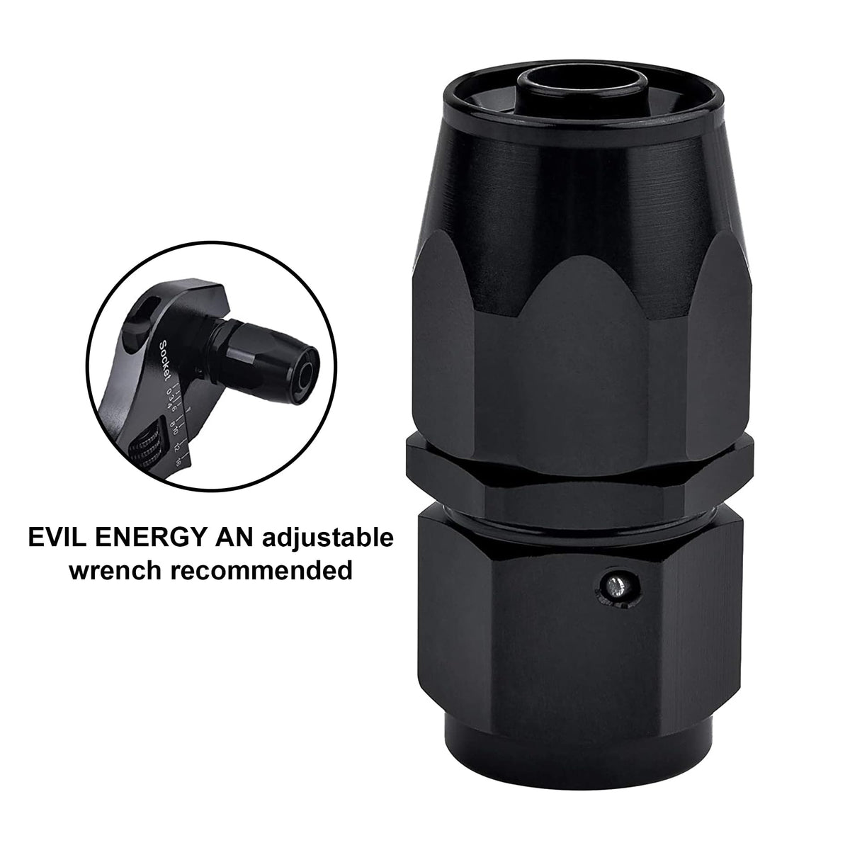 EVIL ENERGY black anodized finish highlighting machining detail and corrosion resistance
