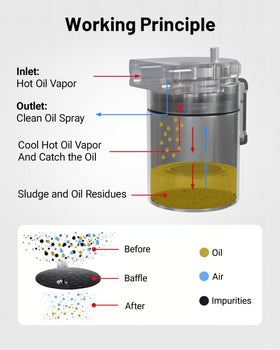EVIL ENERGY capacity scale comparison showing 300ml reservoir for visible oil collection