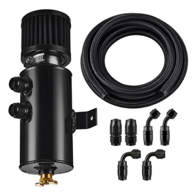 EVIL ENERGY catch can front view showing compact aluminum body and fittings for easy installation