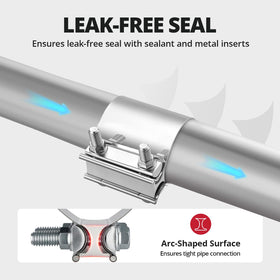 EVIL ENERGY clamp installed on exhaust pipe illustrating easy no-weld fit