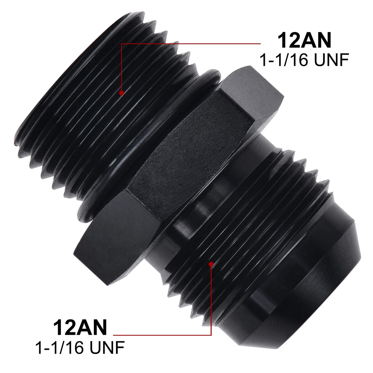 EVIL ENERGY close-up of 37° flare and 1 1/16-12 UNF threads ensuring precise metal sealing