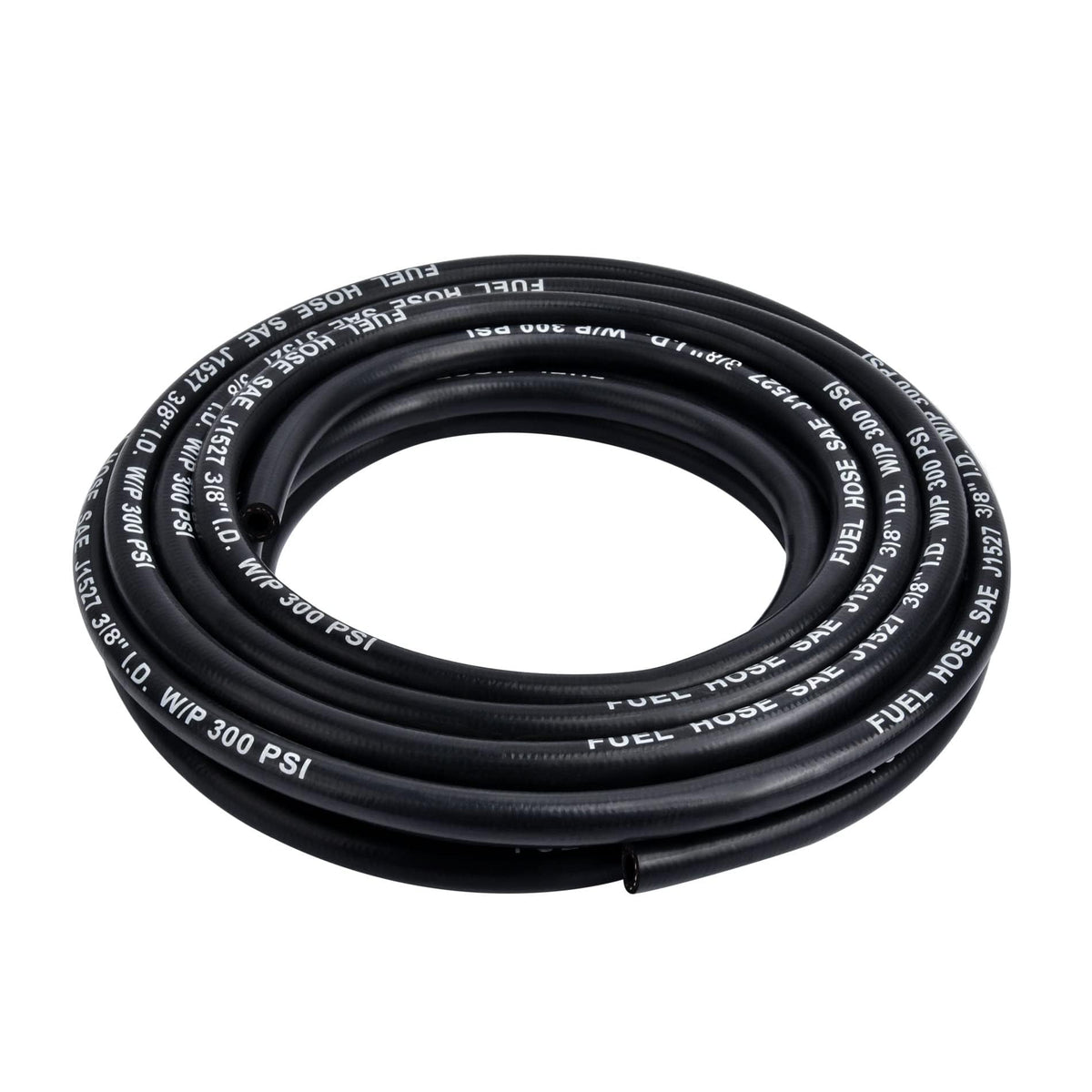 EVIL ENERGY coiled 25ft marine fuel hose showing compact storage and flexibility