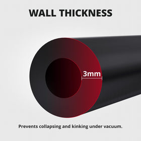 EVIL ENERGY hose cut end and barb fitting detail showing clean cut for leak-free seal