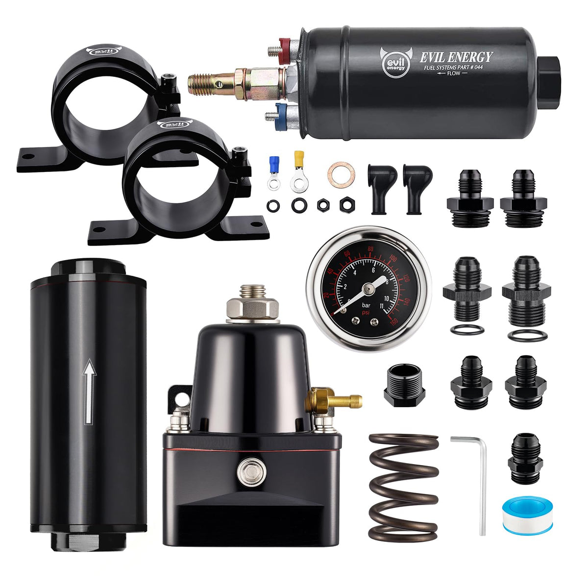 EVIL ENERGY front assembly view showing complete kit and organized layout benefit