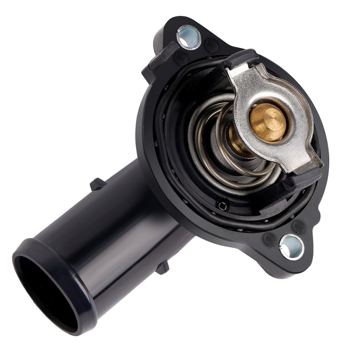 EVIL ENERGY front-facing thermostat housing showing mount points and ports for easier fitment