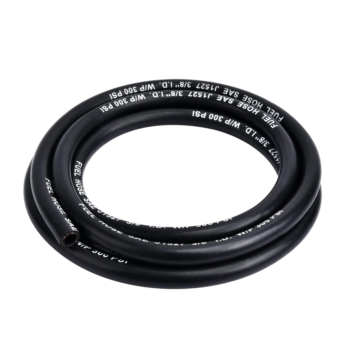 EVIL ENERGY front view of 3/8" marine fuel hose showing label and length, assuring compliance