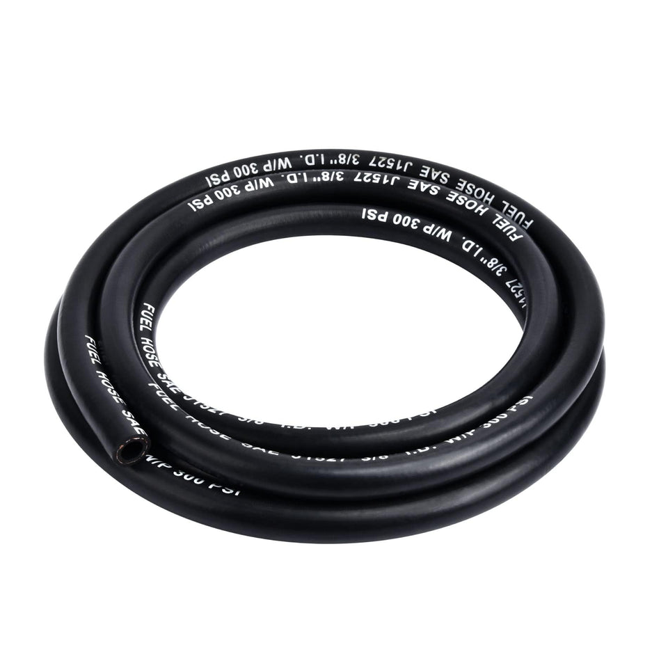 EVIL ENERGY front view of 3/8" marine fuel hose showing label and length, assuring compliance