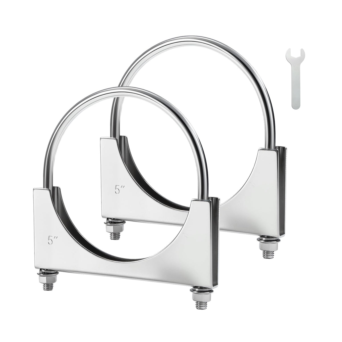 EVIL ENERGY front view of 5-inch U-bolt clamp package showing components and durability