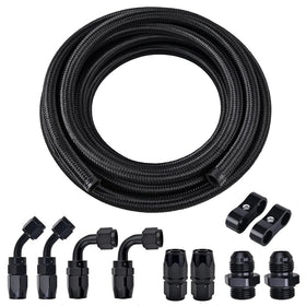 EVIL ENERGY front view of 6AN fuel line kit showing packaging and included fittings for reliable installs