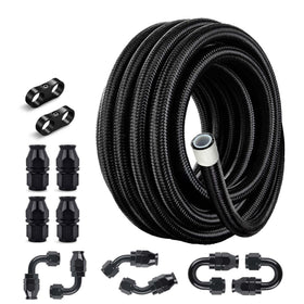EVIL ENERGY front view of 20ft AN10 PTFE fuel hose showing length and braid, for durable routing