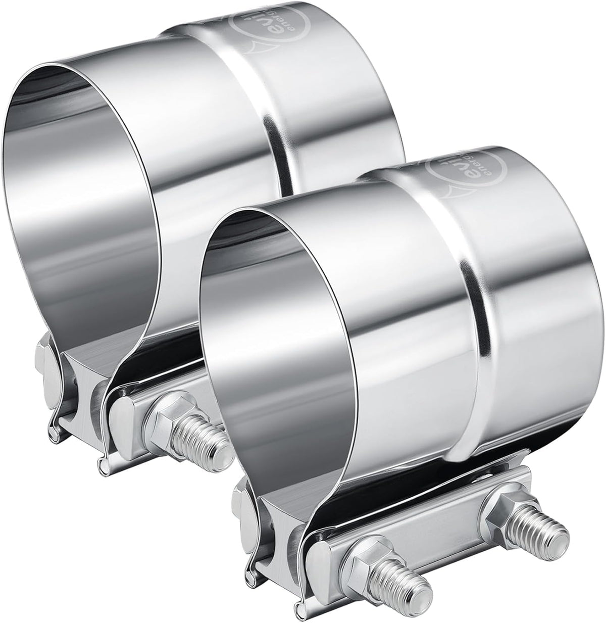 EVIL ENERGY front view of 3.0" clamp showing durable band and bolt, clear rust resistance