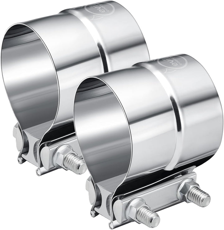 EVIL ENERGY front view of 3.0" clamp showing durable band and bolt, clear rust resistance