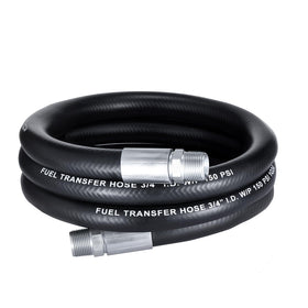 EVIL ENERGY front view of 3/4 inch 10ft fuel transfer hose showing coiled hose and label for quick identification and durability