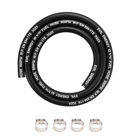 EVIL ENERGY hose front view showing full 5ft length and black finish for easy installation