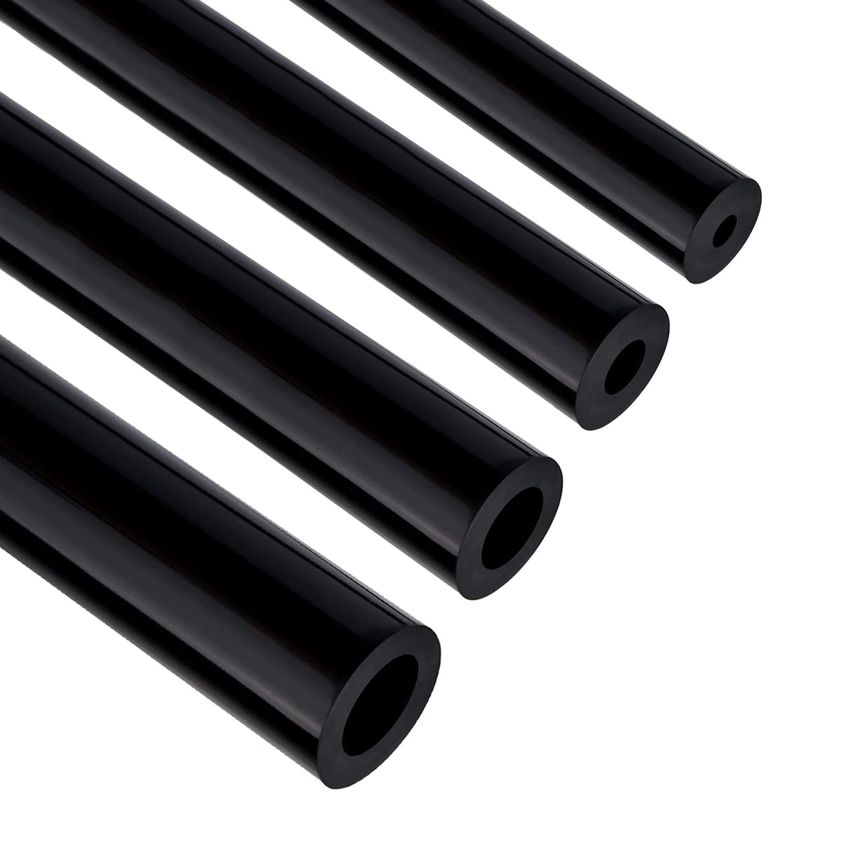 EVIL ENERGY front view of four black silicone hoses showing lengths and packaging, durable replacement