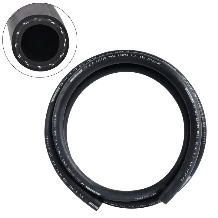 EVIL ENERGY front view of 3/4 inch radiator hose showing label and length, clear identification advantage