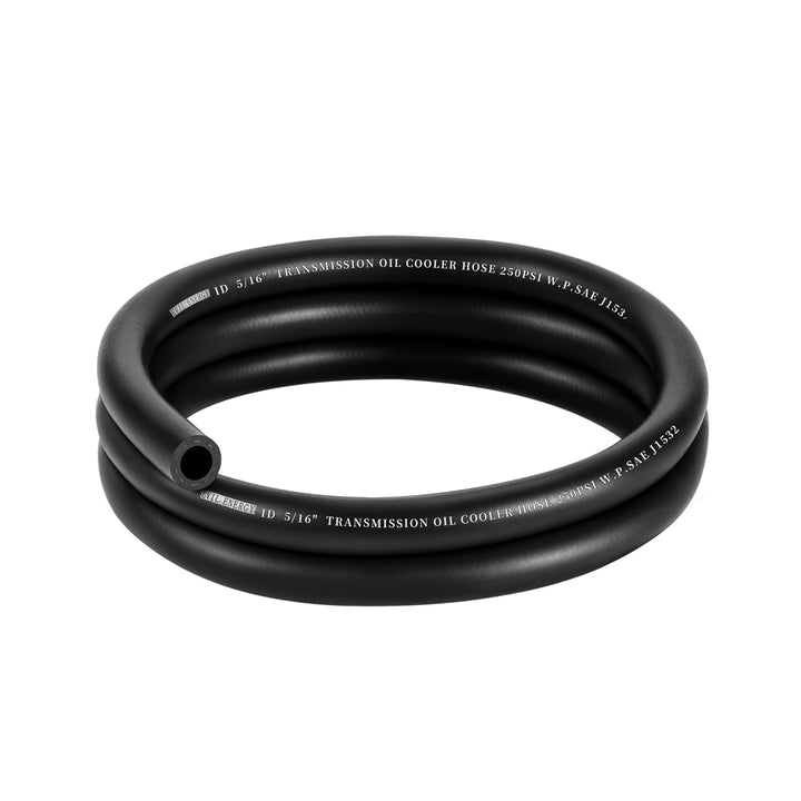 EVIL ENERGY front view of transmission hose showing labeling and length benefit