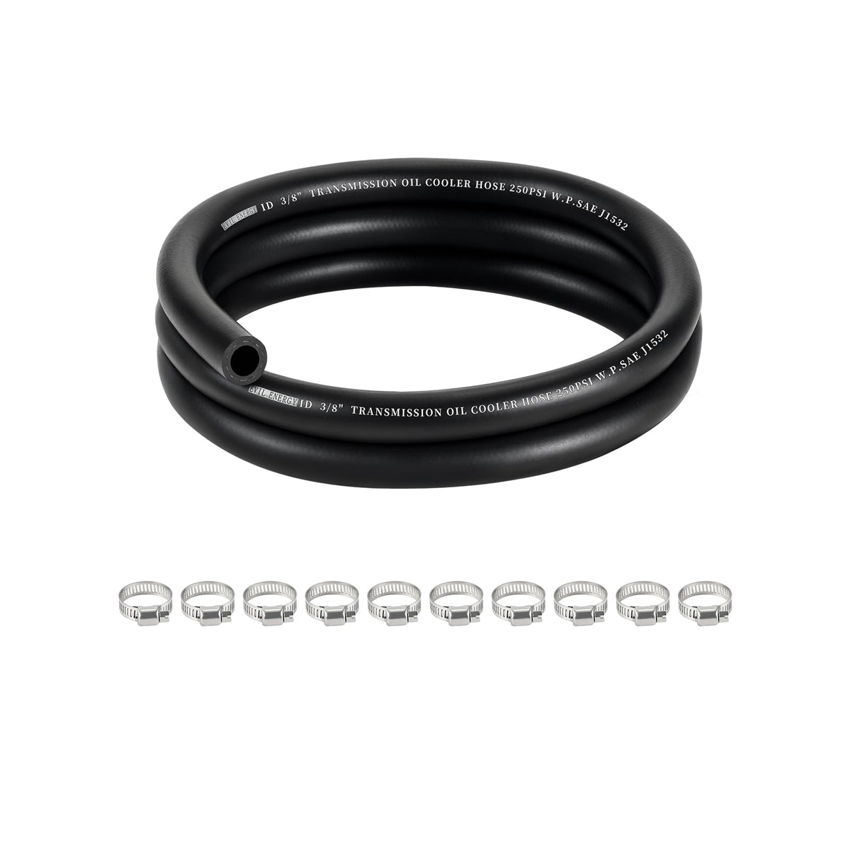 EVIL ENERGY front view of transmission hose showing full length and durable cover