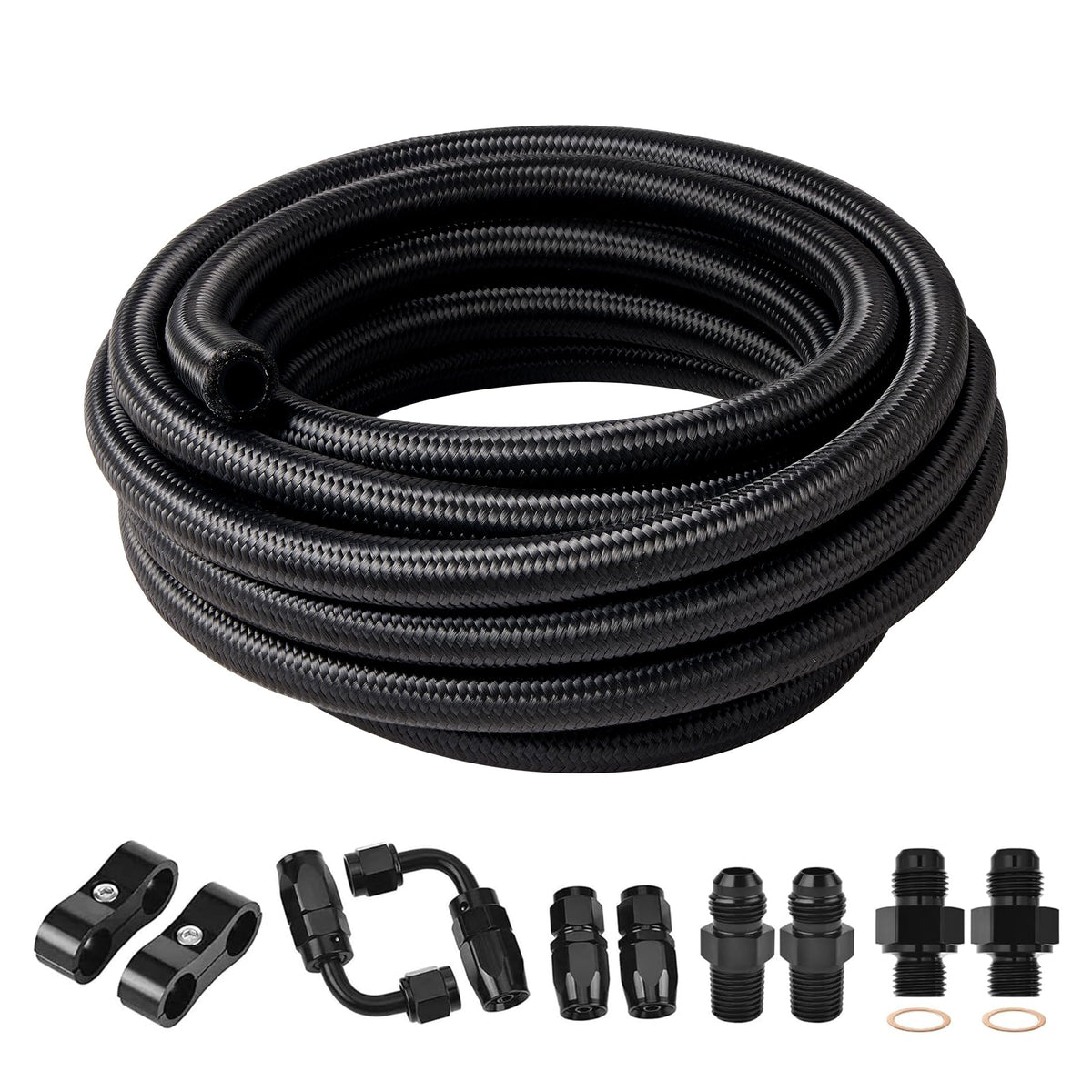 EVIL ENERGY front packaging showing full AN6 hose kit and contents for quick identification