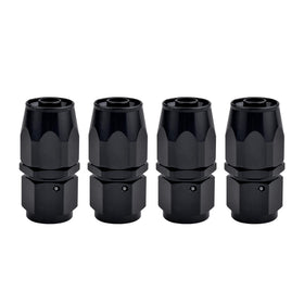 EVIL ENERGY front view of 8AN fittings showing durable black finish and compact profile