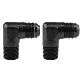 EVIL ENERGY front view of 10AN to 1/2" NPT 90° adapter showing compact elbow and finish
