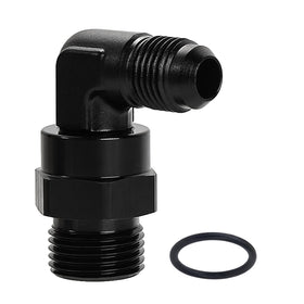 EVIL ENERGY front view of 6AN to 8AN 90° adapter showing compact profile and black finish