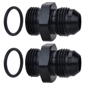 EVIL ENERGY adapter front view showing black finish and 8AN threads for durable fit