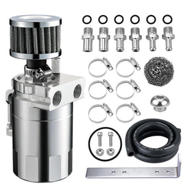EVIL ENERGY front view of aluminum catch can shows compact durable design and easy fit