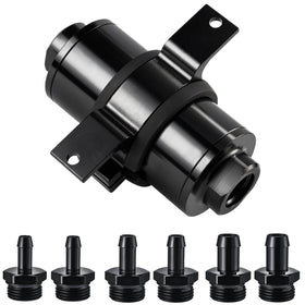 EVIL ENERGY front view assembled filter showing fittings and clamp for easy installation