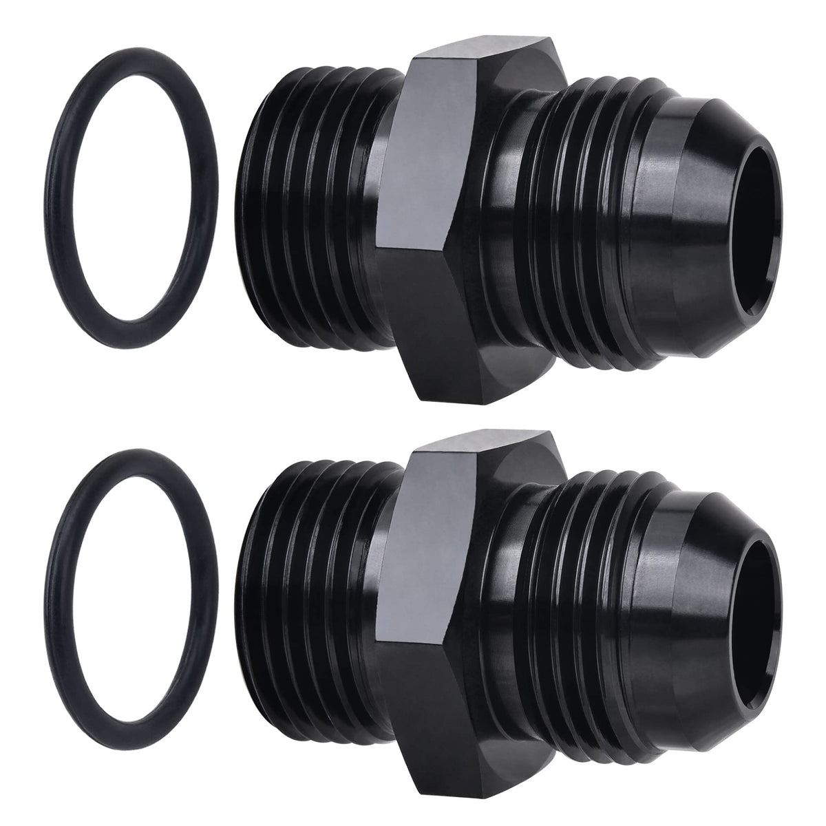 EVIL ENERGY adapter front view showing AN12 to ORB conversion and durable finish benefiting reliability
