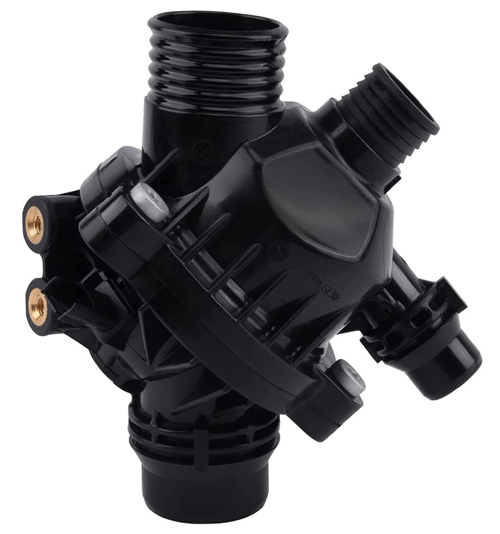 EVIL ENERGY front view of thermostat housing kit showing components and fitment benefits