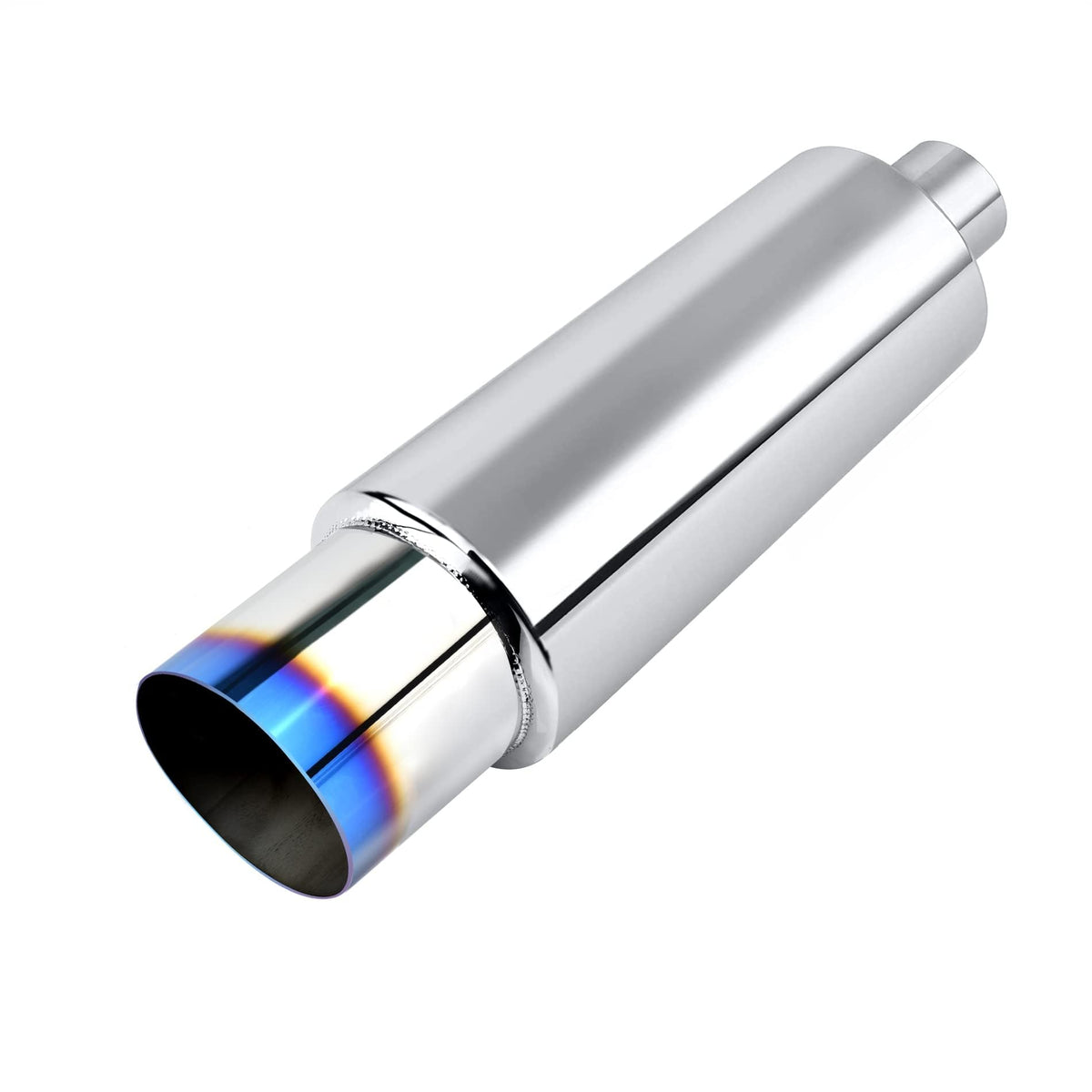 EVIL ENERGY front view polished muffler showing bold styling and improved appearance