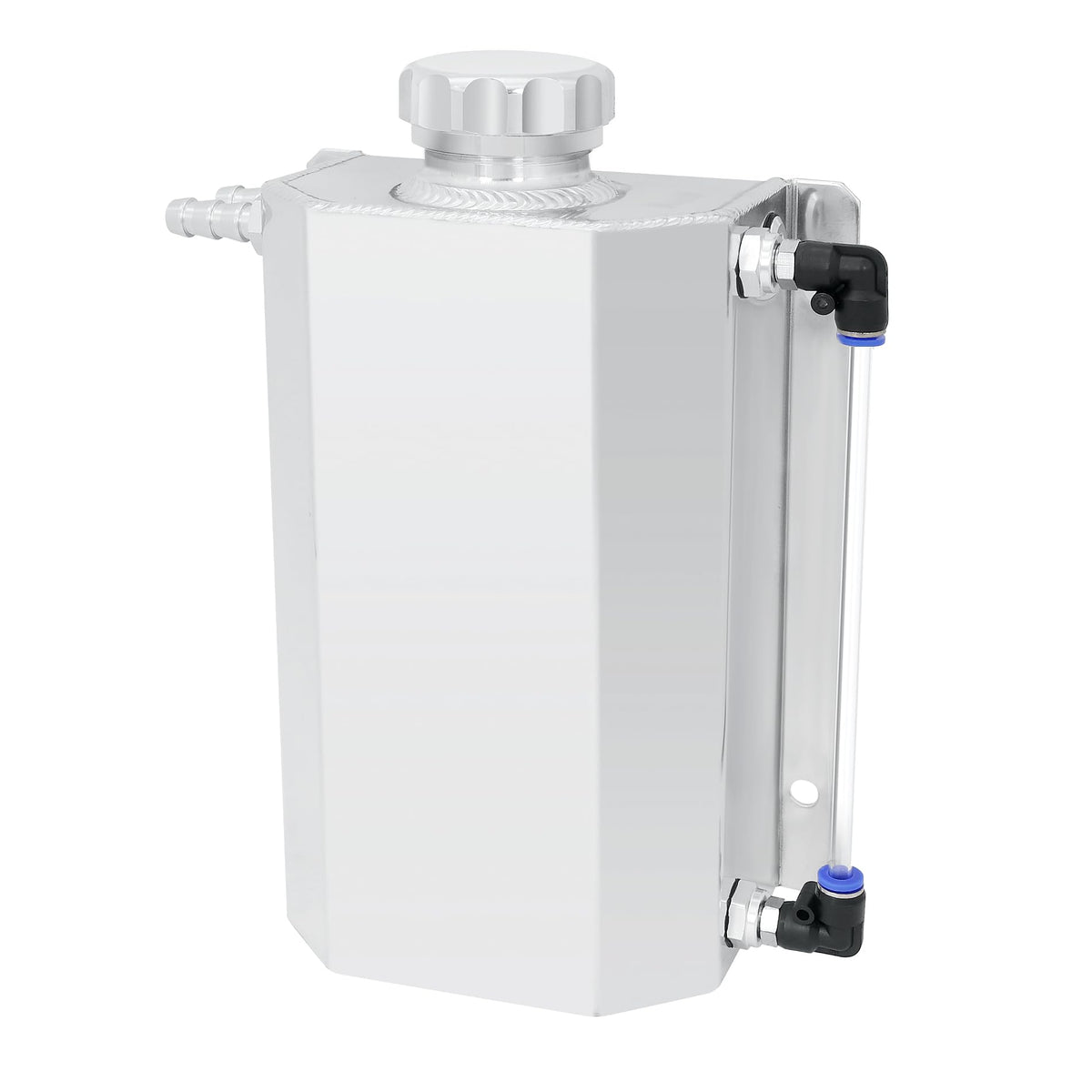 EVIL ENERGY front view of silver 2L tank showing compact design and durable finish