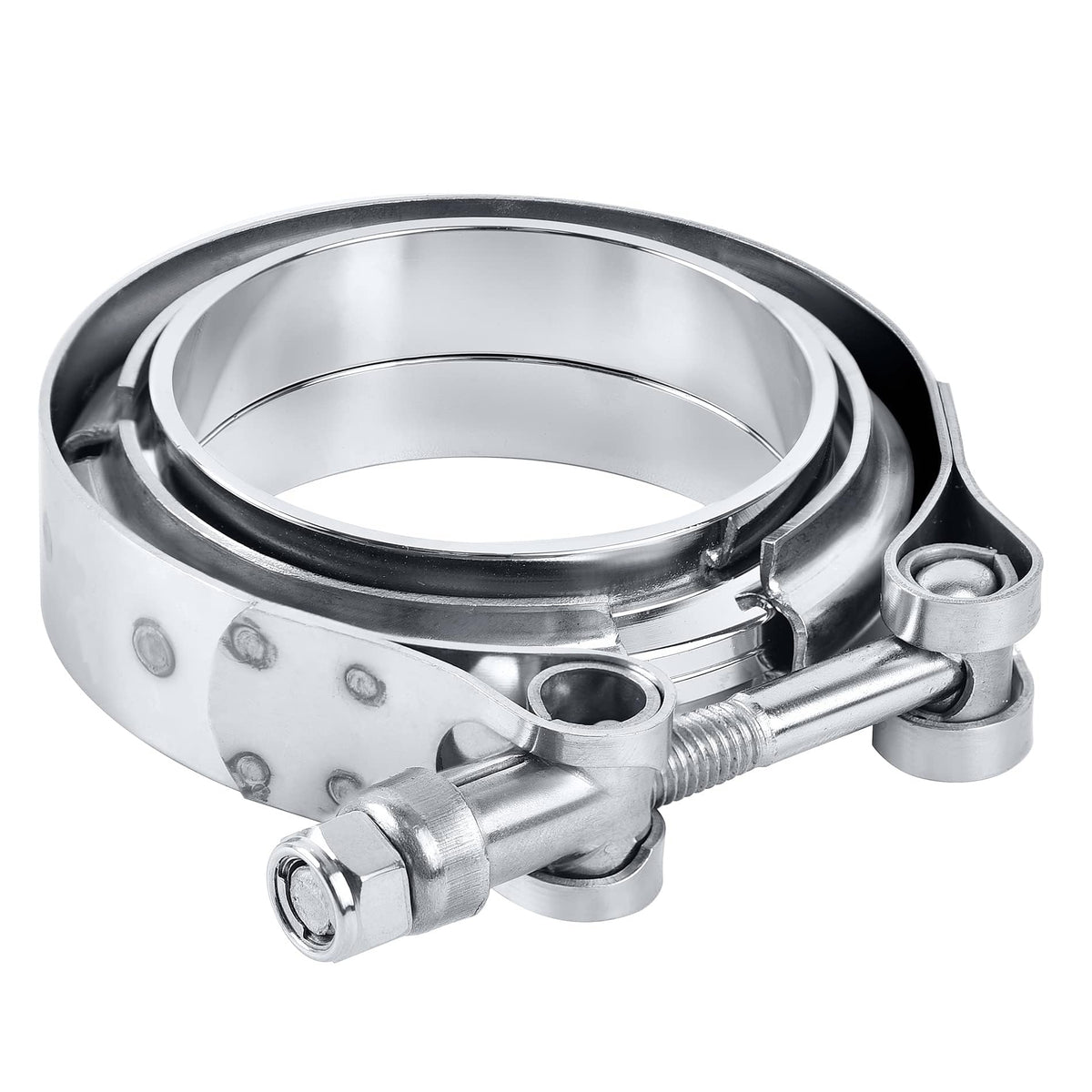 EVIL ENERGY front view of 3.5 inch V-band clamp showing fit and finish for fast installs