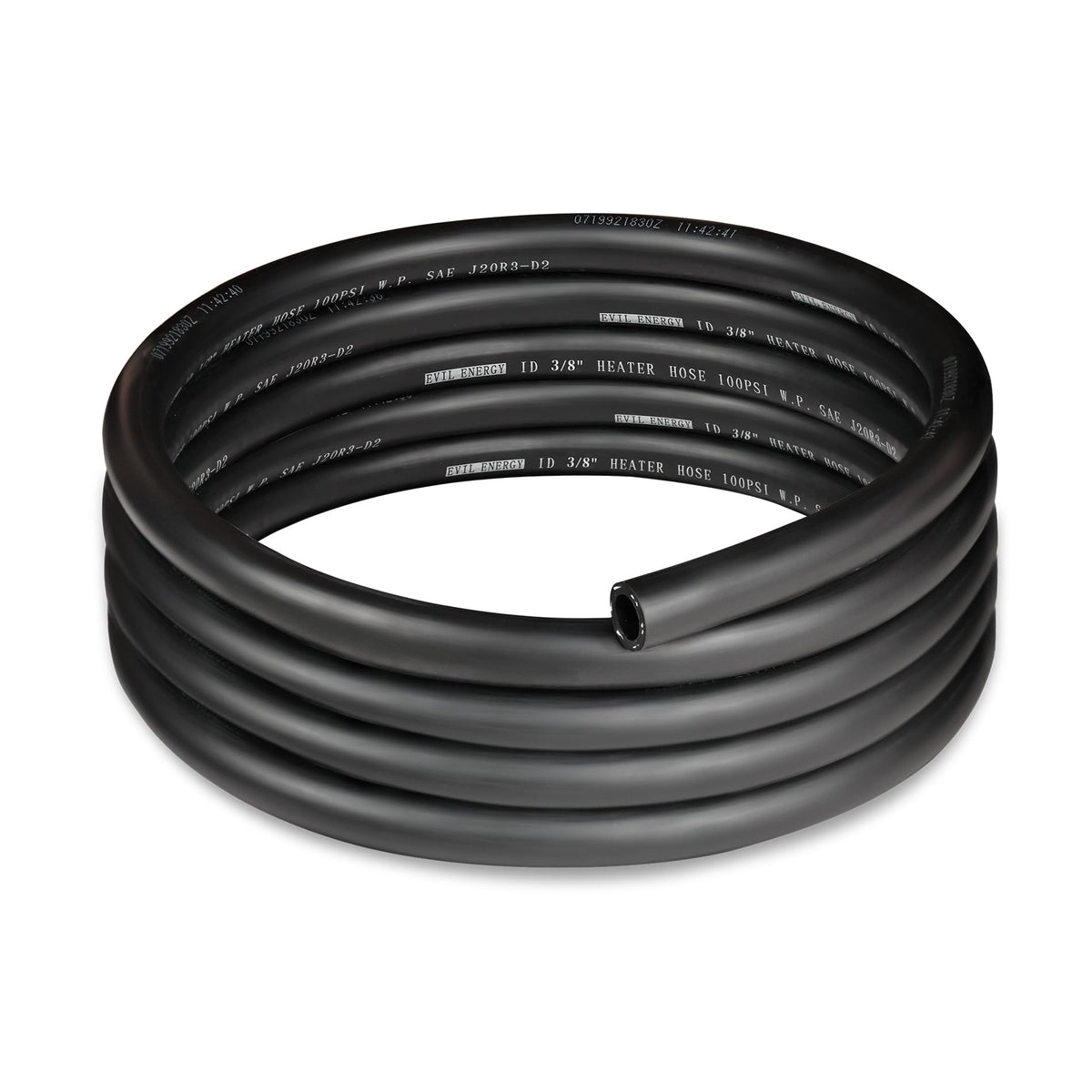 EVIL ENERGY front view of 10ft heater hose showing length and labeling benefits