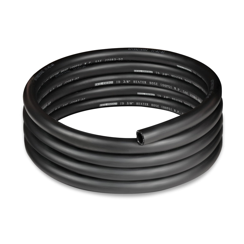 EVIL ENERGY front view of 10ft heater hose showing length and labeling benefits