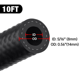 EVIL ENERGY close-up of hose diameter and printed specs, helps verify correct size and ratings