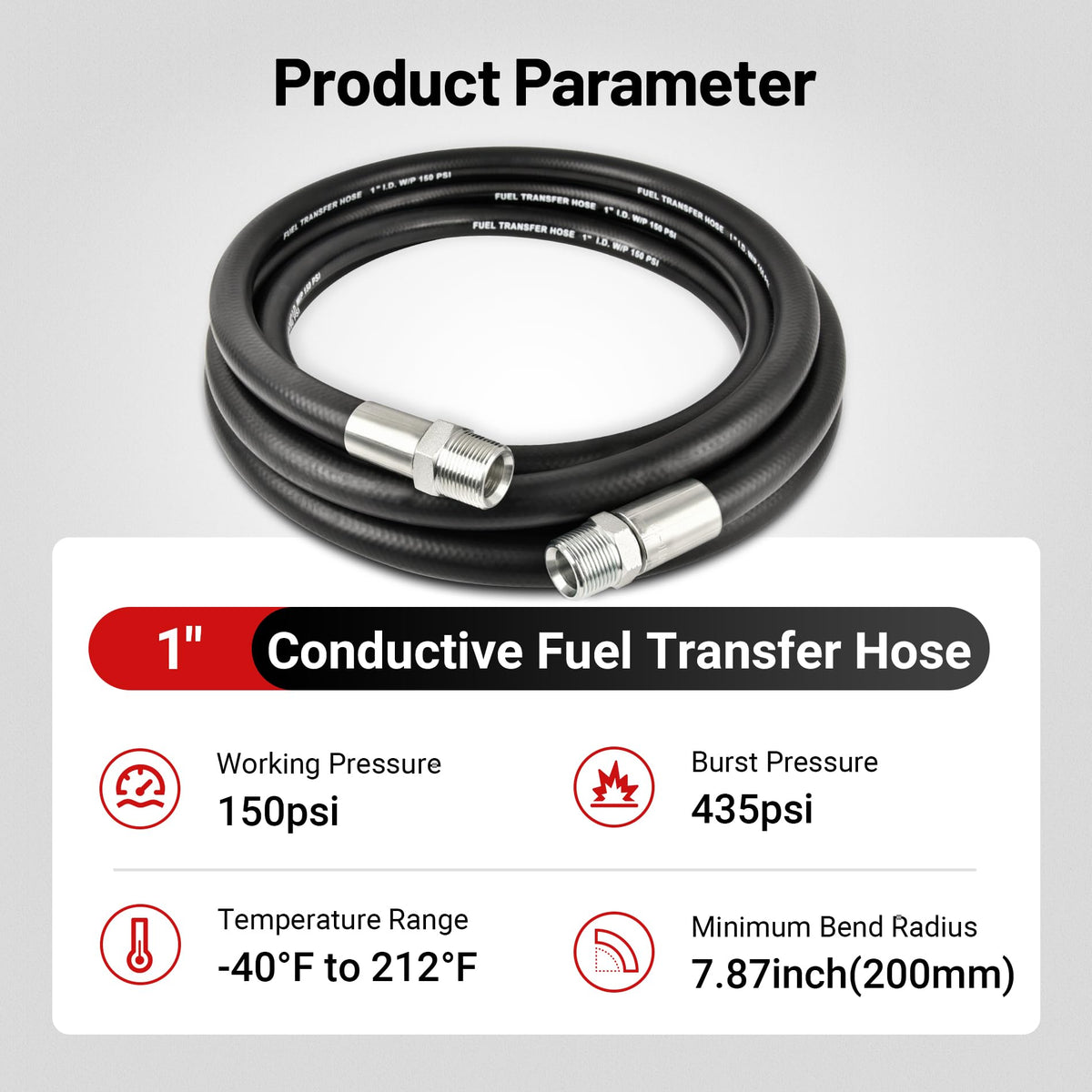 EVIL ENERGY hose connected to diesel pump demonstrating secure fuel transfer benefit