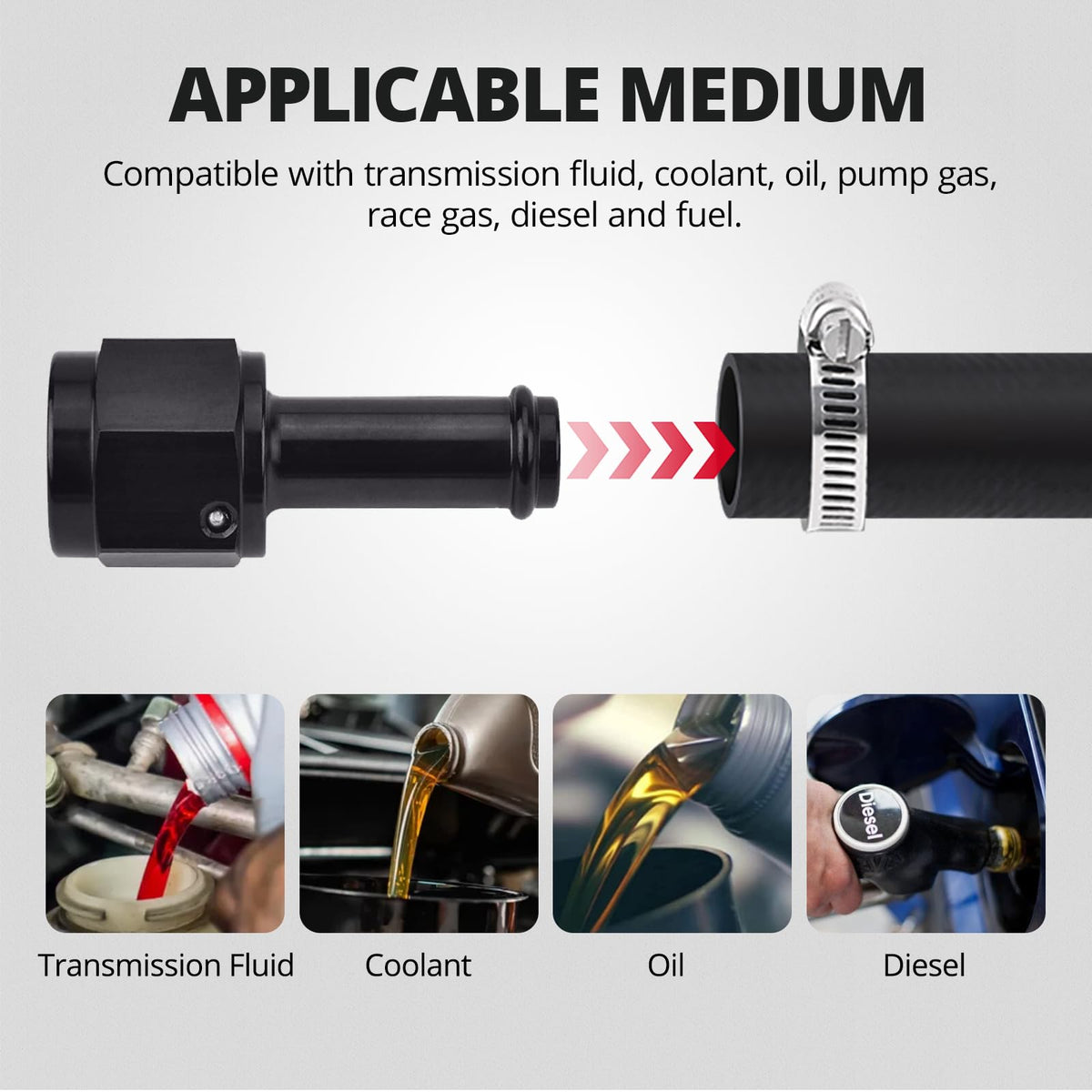 EVIL ENERGY hose installed between cooler and transmission showing fitment benefit