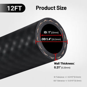 EVIL ENERGY hose length and 1-inch diameter displayed to illustrate flow capacity