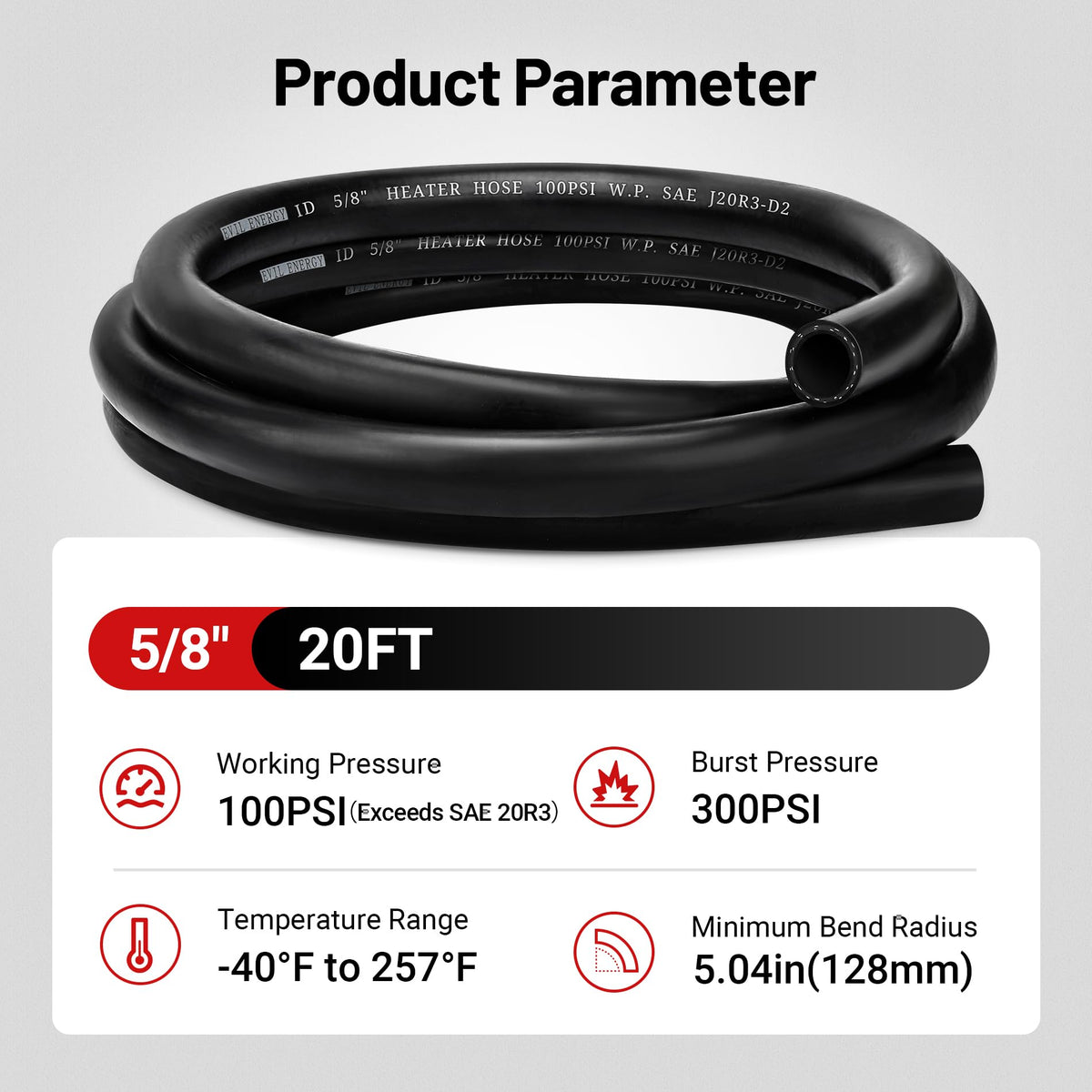 EVIL ENERGY coiled 20ft hose showing full length for multiple runs