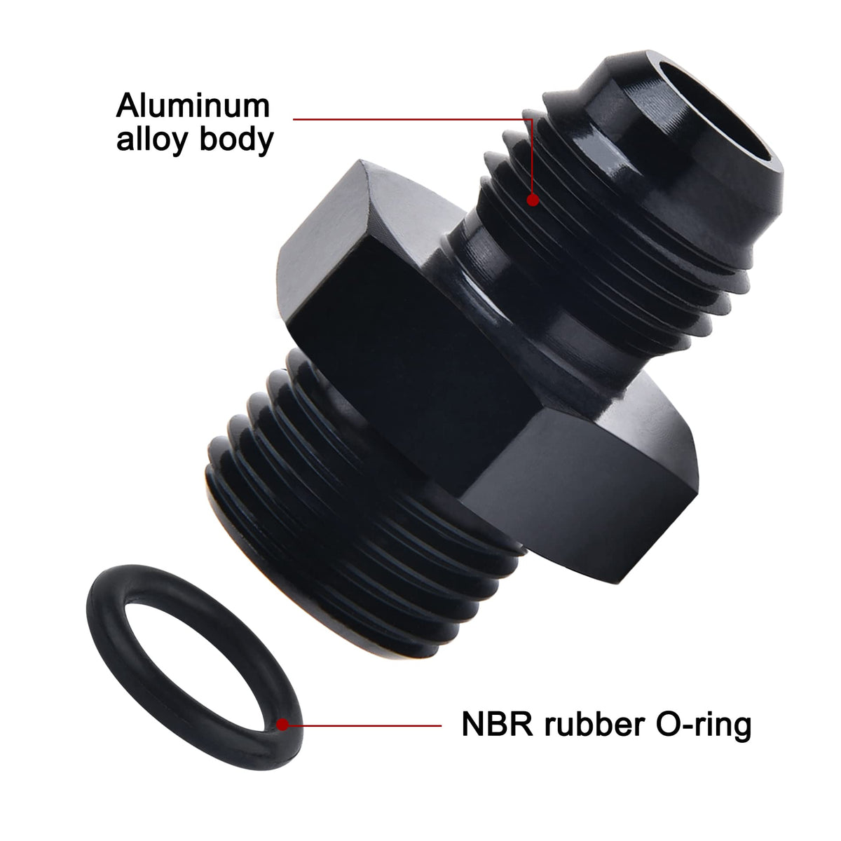 EVIL ENERGY adapter installed on a fuel line showing secure, pressure-ready connection