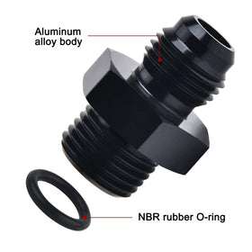 EVIL ENERGY adapter installed on a fuel line showing secure, pressure-ready connection