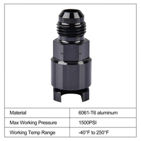 EVIL ENERGY adapter installed on a fuel rail, reliable high-pressure connection