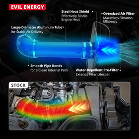 EVIL ENERGY intake installed in engine bay for cooler air delivery benefit